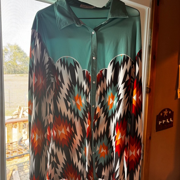 Colorful Geometric Button Down Shirt - Picture 1 of 2